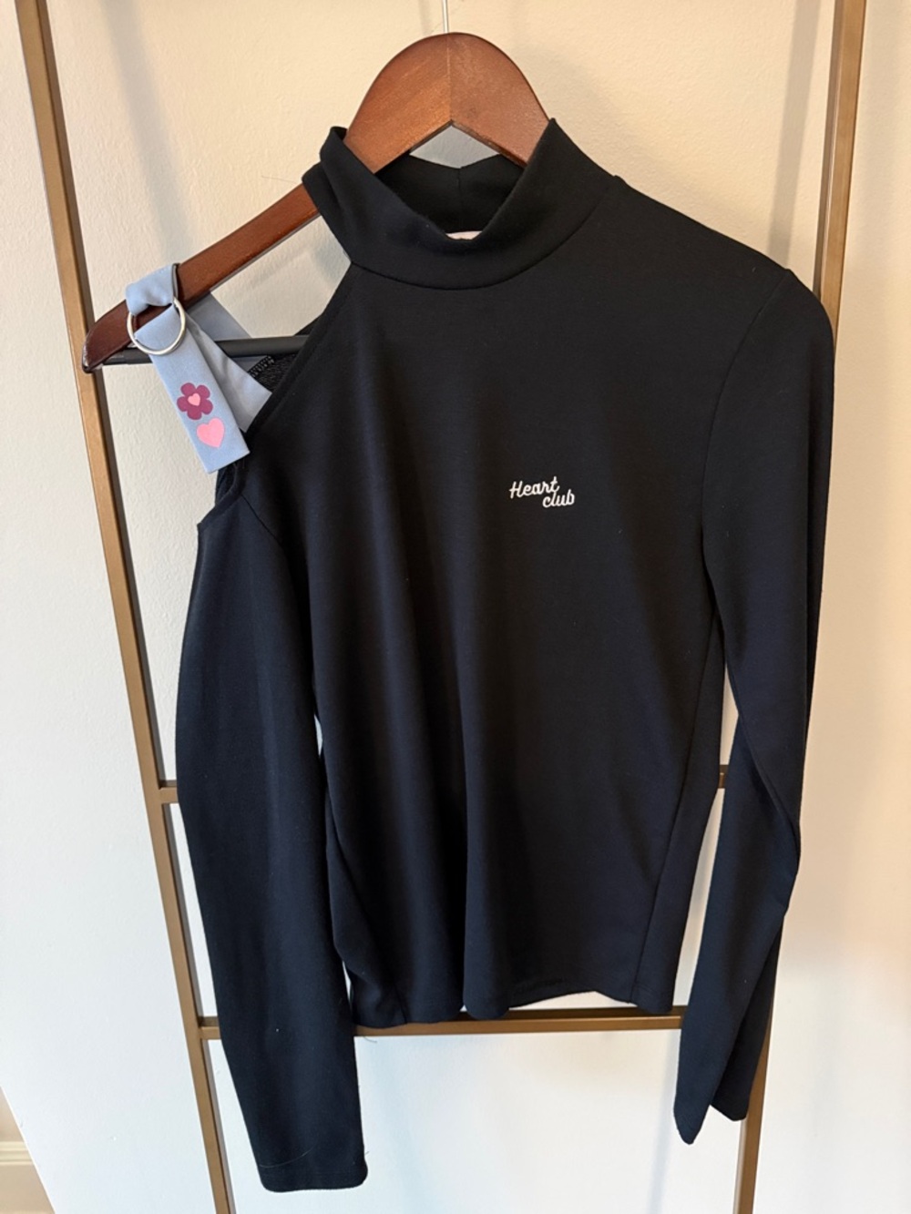 Black One-Shoulder Mock Neck Top